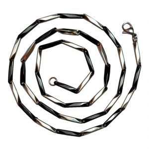 Men Style Black Silver Plated Plain Classic Design Necklaces (22 Inch Long) Black Silver Stainless Steel Chain