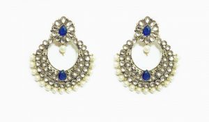 Buy Arum Traditional Blue Kundan Fashion Earrings online