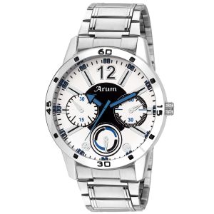 Buy Arum Trendy Silver Metallic Watch online