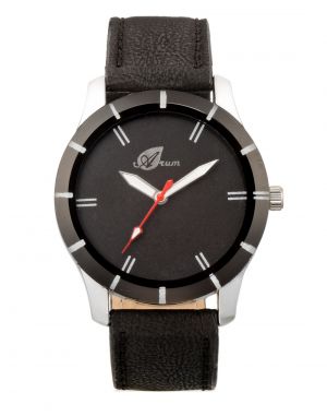 Buy Arum Analog Black Dial With Black Leather Strap Men'S Watch online