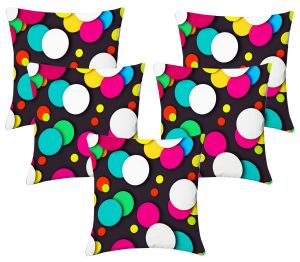 Buy Lushomes Digital Print Round Design Cushion Covers (pack Of 5) online