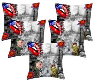Buy Lushomes Digital Print Sketch Cushion Covers (pack Of 5) online