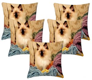 Buy Lushomes Digital Print Pussy Cushion Covers (pack Of 5) online