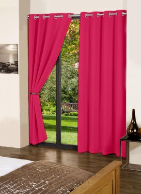 Buy Lushomes Rasberry Plain Cotton Curtains With 8 Eyelets For Door online