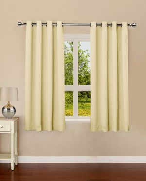Buy Lushomes Ecru Plain Cotton Curtains With 8 Eyelets For Windows online