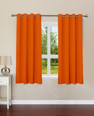 Buy Lushomes Red Wood Plain Cotton Curtains With 8 Eyelets For Windows online
