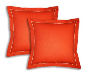 Buy Lushomes Cotton Half Panama Red Wood Cushion Covers (pack Of 2) online