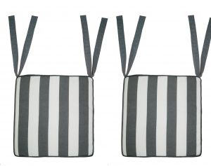 Buy Lushomes Grey Square Striped Chairpad with Top Zipper and 4 Strings online