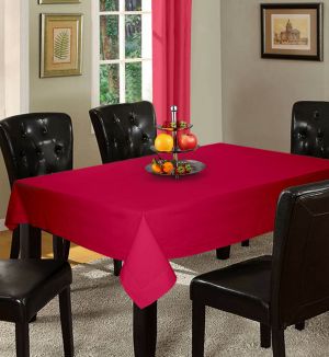 Buy Lushomes Plain Rasberry Holestitch 4 Seater Pink Table Cover online