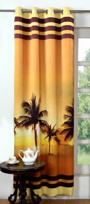 Buy Lushomes Digitally Printed Beach Polyester Blackout Curtains For Long Doors (single Pc) - Pobcndgpdld1001 online