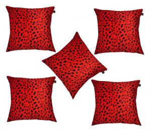Buy Lushomes Red Leopard Skin Printed Cushion Covers (pack Of 5) online