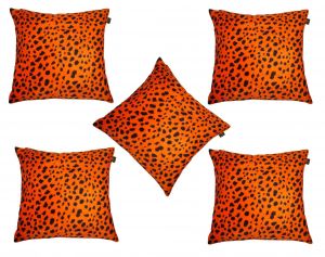 Buy Lushomes Orange Leopard Skin Printed Cushion Covers (pack Of 5) online