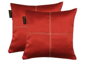 Buy Lushomes Red Blackout Cushion Cover With Artistic Stitch online