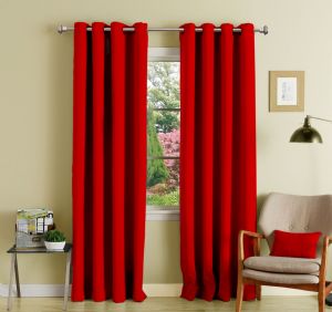 Buy Lushomes Red Polyester Blackout Curtains With 8 Eyelets For Door online