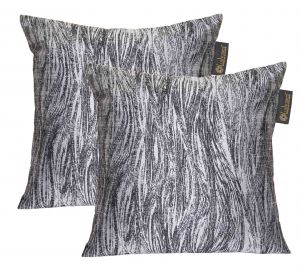 Buy Lushomes Black & Silver Polyester Jacquard Cushion Covers Pack Of 2 online