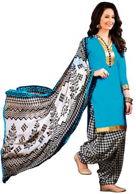 Buy Multi Retail Blue Printed Cotton Unstitched Designer Dress With Dupatta_c215dlsf416sn online
