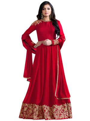 Buy Multi Retail Red Embroidered Georgette Unstitched Salwar Suit With Dupatta_c703dlnireha online