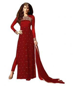 Buy Fashionuma Indian Stylish Designer Gerogette Embroidered Straight Salwar Suit F1071 online