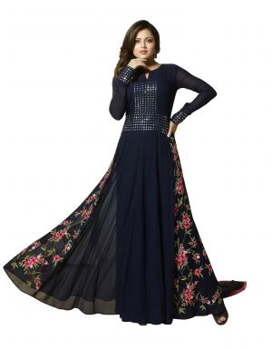 Buy Fashionuma Designer Georgette Embroidered Anarkali Semi Stitched Salwar Suit online