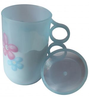 Buy Mankoose Printed Floral Cup With Lid & Handle 500 Ml Blue Color online