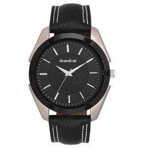Buy Grandlay Mg-3033 Dark Black Watch For Menz online