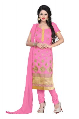 Buy Shree Vardhman Pink Chanderi Top Straight Unstiched Salwar Suit Dress Material online