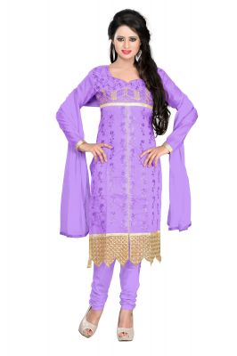 Buy Shree Vardhman Lavender Chanderi Top Straight Unstiched Salwar Suit Dress Material online