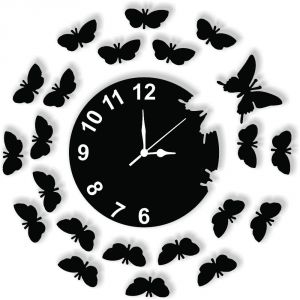 Buy Enamel Designer Black Wall Clock - Clock034 online