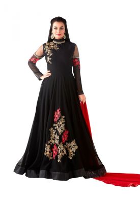 Buy Style Amaze Black Heavy Georgette Semi-stitched Anarkali Suit (code -sasunday-2101) online