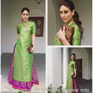 Buy Style Amaze Presanted Green & Pink Indo - Western Semi - Sttiched Suit(sf222) online