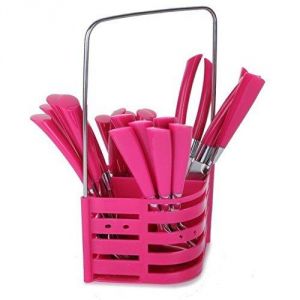 24 Piece Cutlery Set With Stand Stainless Steel Cutlery Set Comes With Main Spoon, Fork, Tea Spoon, Butter Knife