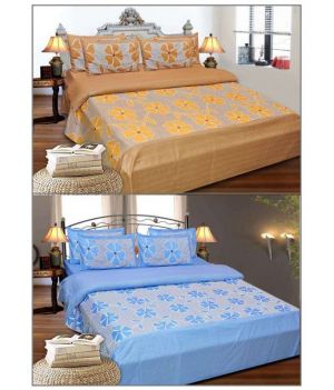 Buy Shiv Fabs Cotton Double Bedsheets With 2 Pillow Covers Combo Of 2 online