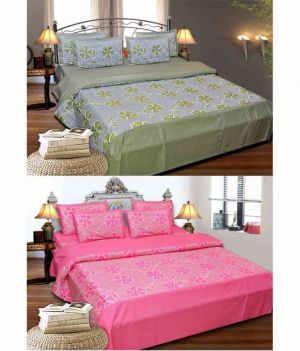 Buy Shiv Fabs Cotton Double Bedsheets With 2 Pillow Covers Combo Of 2 online