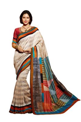 Buy Vipul Branded Designer Bhagalpuri Silk Catalog Saree With Embroidered Blouse online