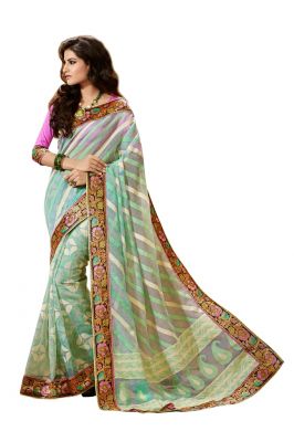 Buy Vipul Womens Bhagalpuri Silk Lace Bordered Saree online