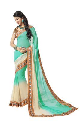 Buy Vipul Womens Multicolour Georgette saree with digital print blouse & border online