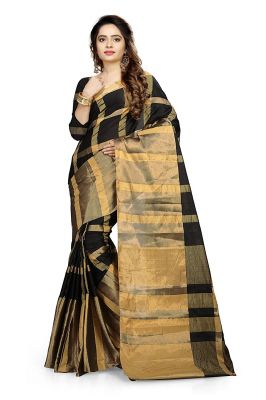 Buy Ruchika Fashion Women's Cotton Silk Saree With Blouse Piece Material (code - Aashiqee_black) online