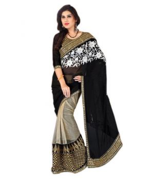 Buy Bollywood Replica Shoppingekart Embriodered Fashion Georgette Saree - (code -manya_black) online