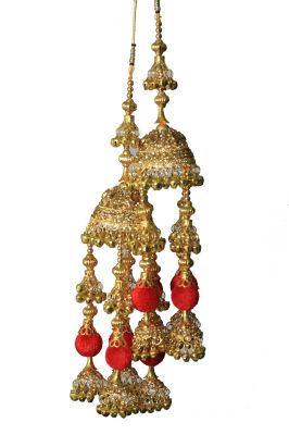 Buy Parecido Designer Traditional Wedding Kaleere set in Golden Color with Red Latkans for Women online