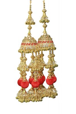 Buy Parecido Designer Traditional Wedding Kaleere Set in Golden Color with Red Latkans for Women online