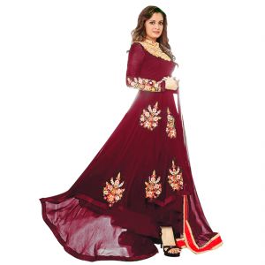 Buy Bollywood Replica Dia Mirza Wine  Georgette Indian Stylish Designer Anarakli Wedding Party Salwar Kameez online