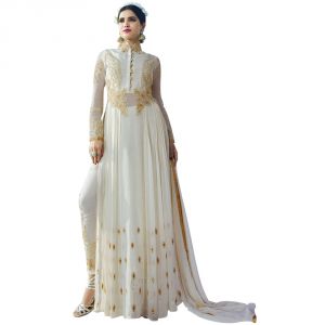 Buy Bollywood Replica Designer Long Cream Georgette Salwar Suit online