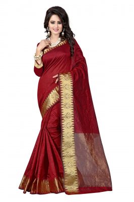 Buy Holyday Womens Cotton Silk Saree, Maroon (raj_suryam_maroon) online