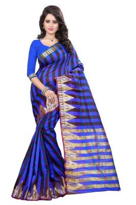 Buy Holyday Womens Banarasi Silk Thread Saree_ Royal Blue (with Blouse) online