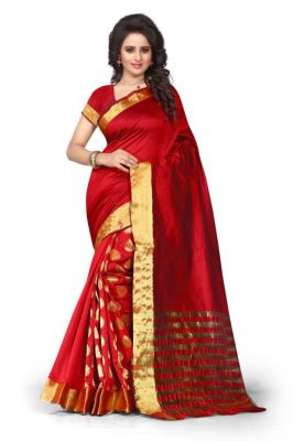 Buy Holyday Womens Poly Cotton Self Design Saree, Red (tamasha_tilak_red) online