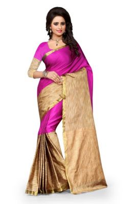 Buy Holyday Womens Tassar Silk Self Design Saree, Pink (aura_rani_pink) online