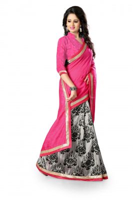 Buy Holyday Womens Silk & Georgette Saree, Pink (bhagalpuri_silk_beauty) online