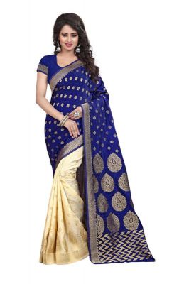 Buy Holyday Womens Banarasi Silk Thread Saree_ Nevy Blue (with Blouse) online
