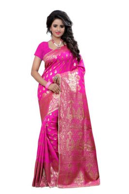 Buy Holyday Womens Tassar Silk Self Design Saree, Pink (banarasi_beauty_pink) online
