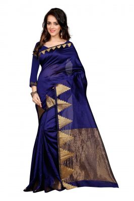 Buy Holyday Womens Cotton Silk Saree, Blue (raj_crekal_blue) online
